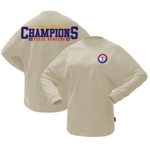 Texas Rangers 2023 World Series Champions Sparkle Long Sleeve T-Shirt |Cream|NEW
